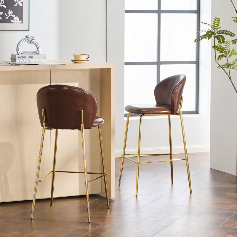 Tabouret de bar d'intérieur rembourré Kira, structure en métal, ensemble de 2
