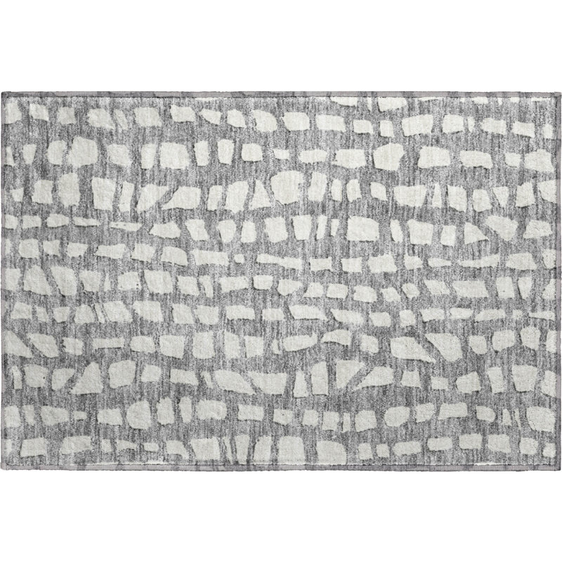 Premium Machine Washable Prisco Gray Rug, Rectangle 1'8" x 2'6"