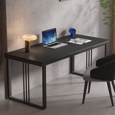 Modern Black Slate Desk with Wide Surface