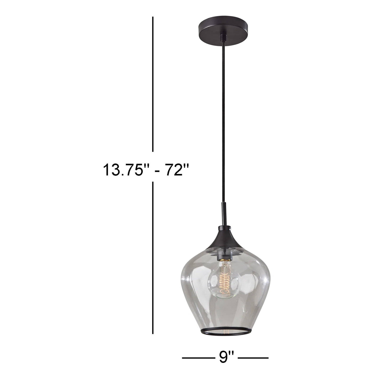 Single Light Glass Pendant, Dark Bronze