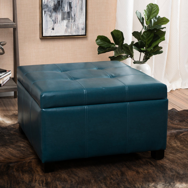 Tissu bleu sarcelle 30 po x l 19 po avec rangement, pieds en bouleau, Sarcelle