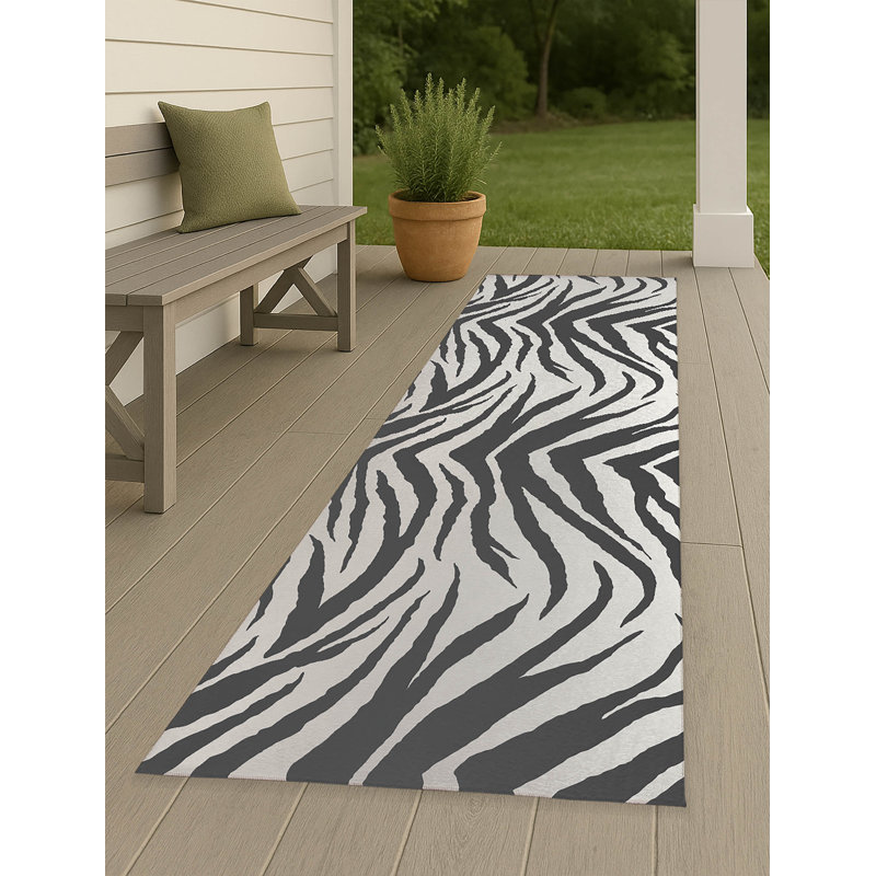 Tapis d'extérieur antidérapant à motif zébré, Tapis de couloir 2 pi 6 po x 8 pi