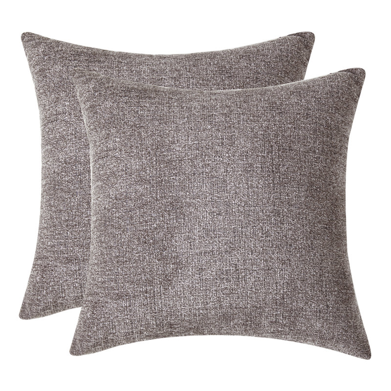 Chenille Pillow Covers Chenille Reversible Throw Pillow, Coffee, 18''H x 18''W x 5"D, Cotton