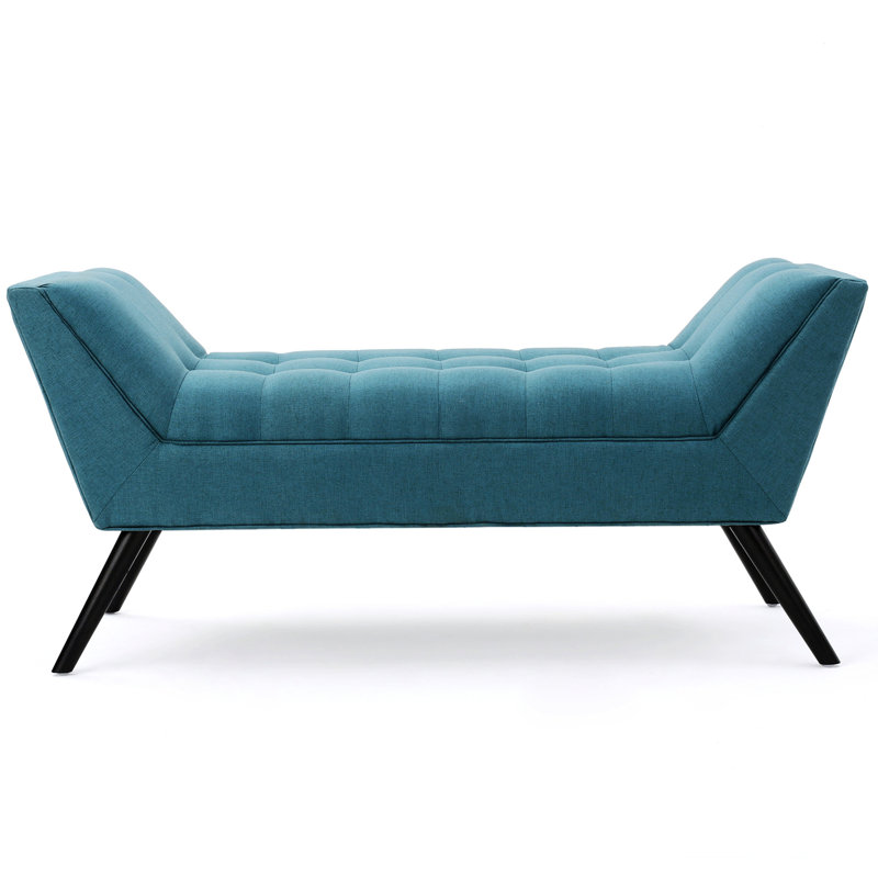 Gwyneth Dark Teal Polyester and Birch Fabric Bench