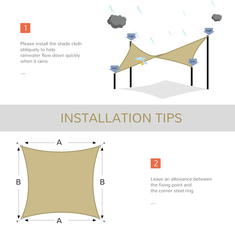13' x 10' Rectangle Shade Sail, Sand