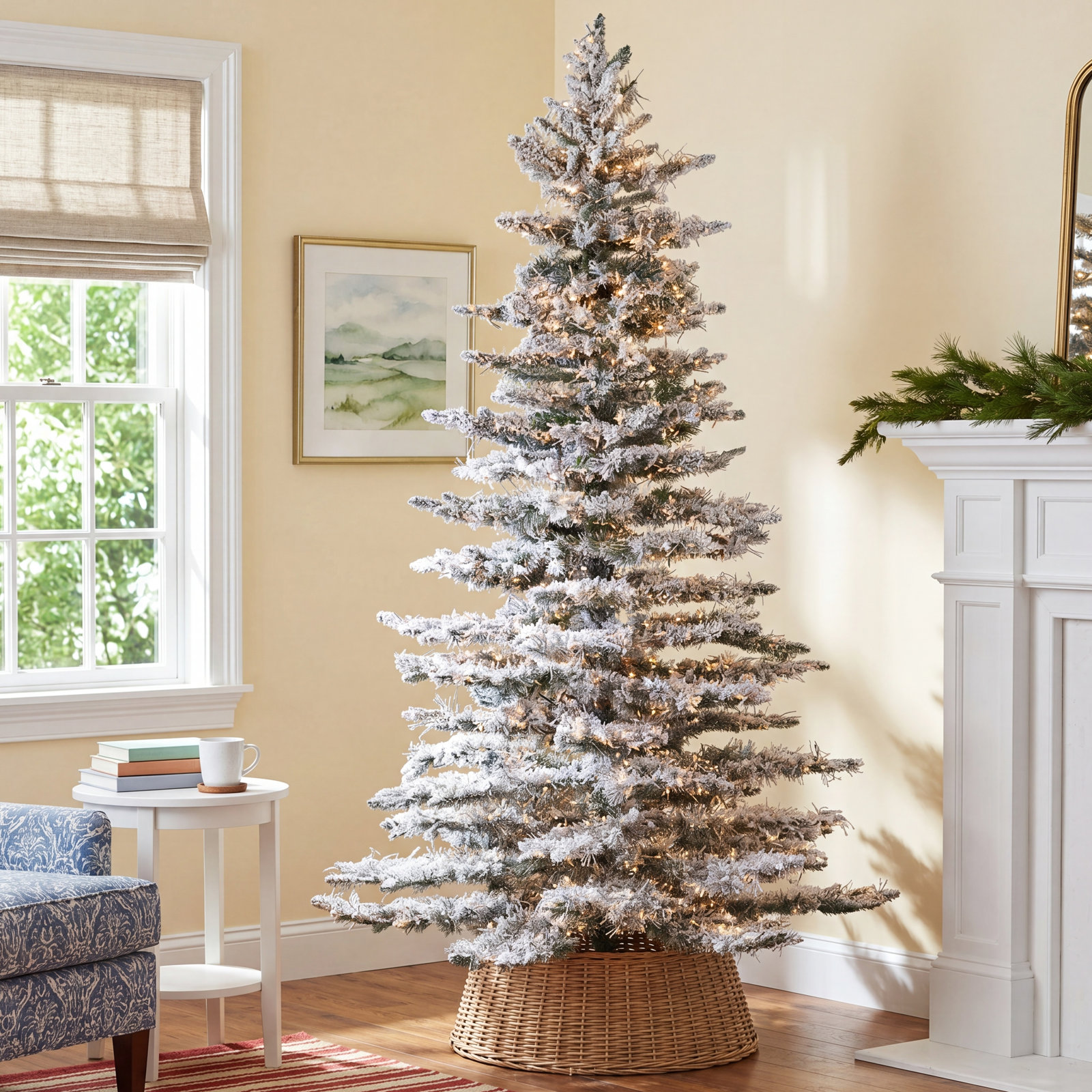 Frosted 7.5' Pre-Lit Pine Christmas Tree