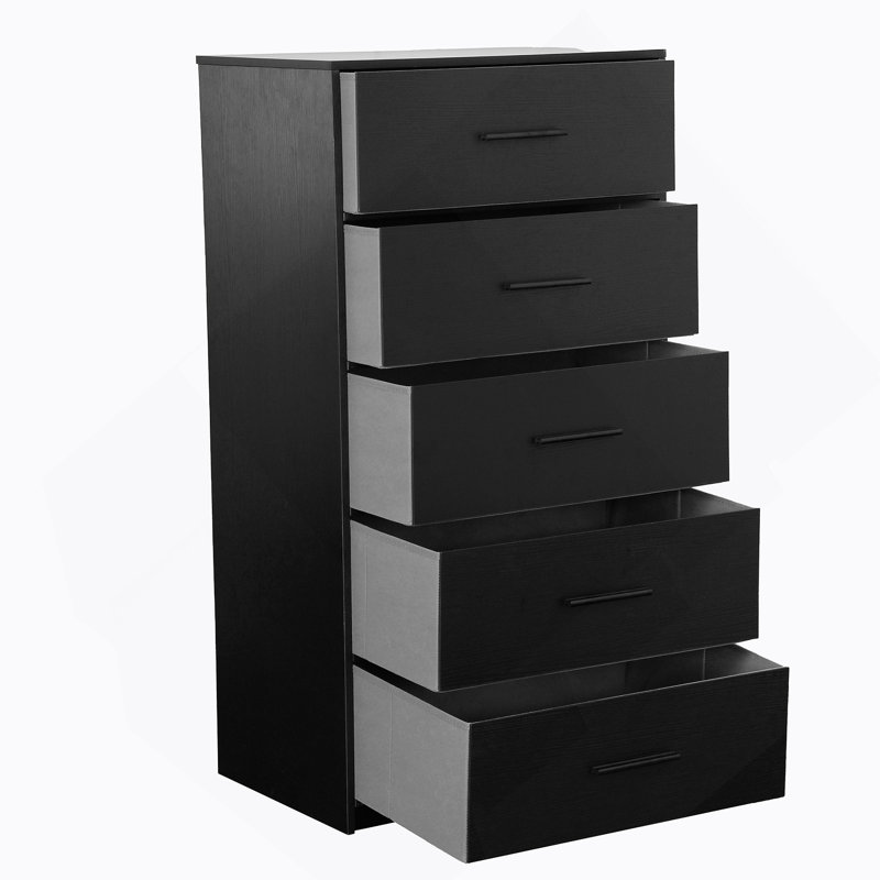 Commode 5 tiroirs avec tiroirs en tissu