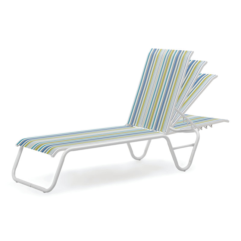 Gardenella Outdoor Chaise Lounge, Textured White Frame/Coastline Seat