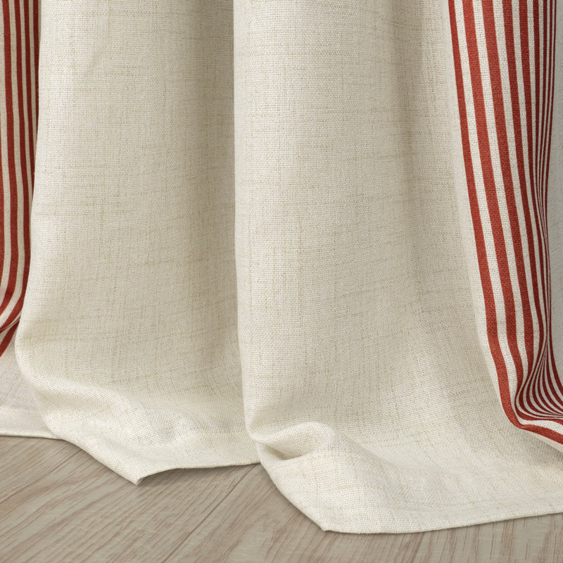 Rideau en lin Velmer, 52" W x 84" L, Rouge / Beige