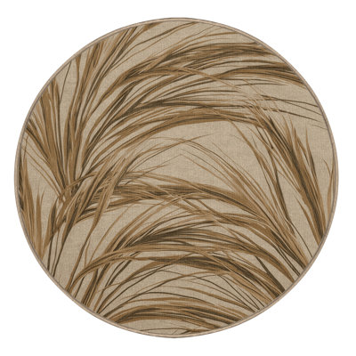 Machine Washable Botanical Brown Area Rug