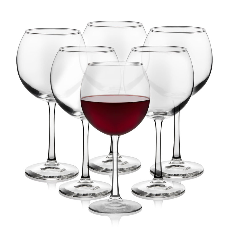 Libbey Vina Clear Glass Balloon Red Wine Glasses Set of 6