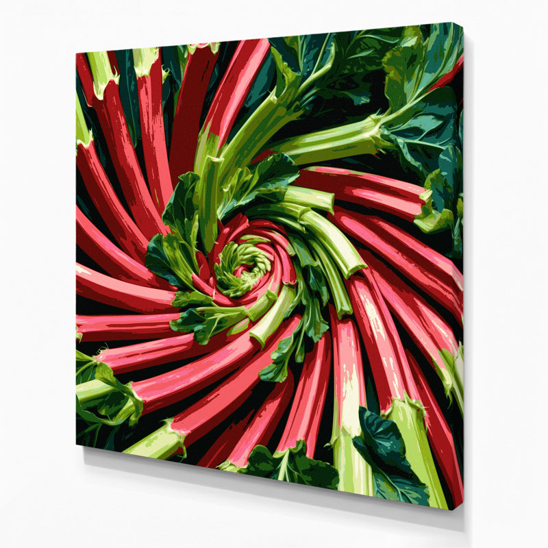 Légumes, art mural sur toile brun rhubarbe, H 12 po x l 12 po