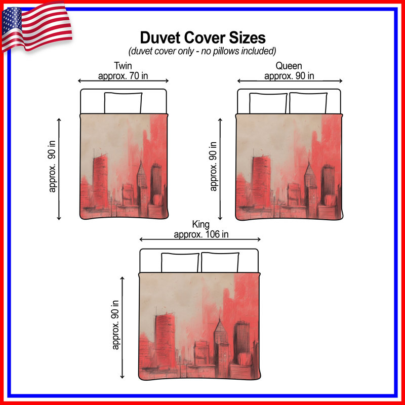 Housses de couette Red City Skyline, Grand lit