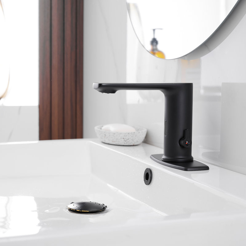 Robinet de salle de bain automatique à trou unique sans contact avec soupape de mélange de température
