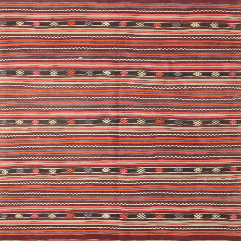 Rouge/vert contemporain Tapis décoratif, Carré 5 pi