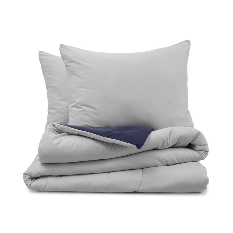 Martex Solid Color Reversible Comforter and Sham Bedding Set Super Soft Brushed Fabric, King Comforter + 2 King Shams 