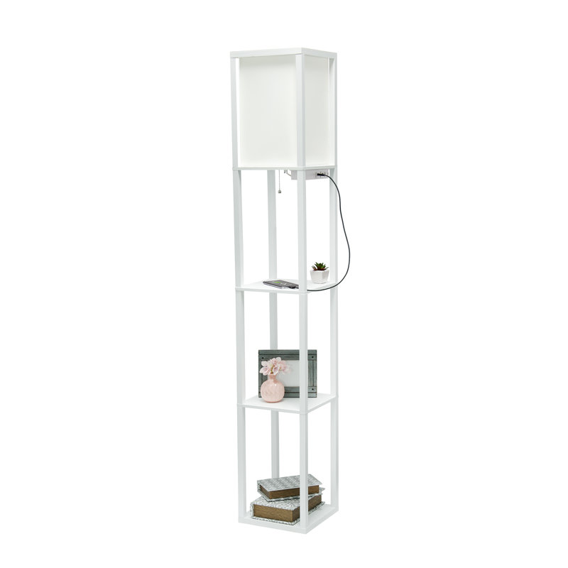 Luane 62.5'' Column Floor Lamp with USB and Outlet, No, White