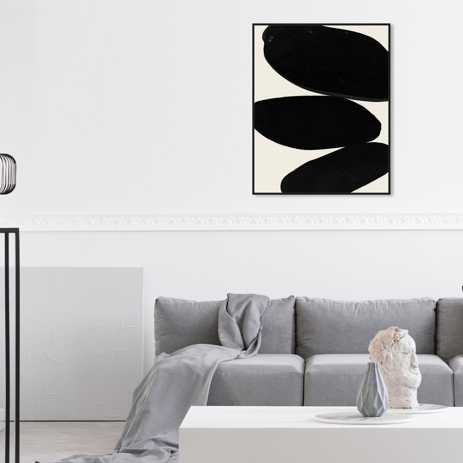 Beige And Black Abstract Modern by Oliver Gal, Black, 37" H x 31" W