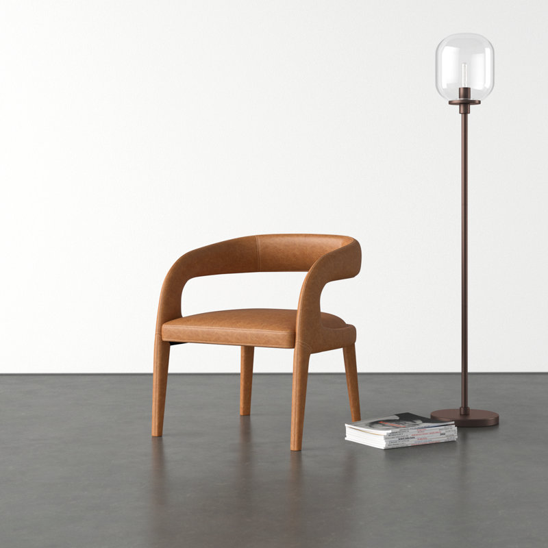Piero Upholstered Armchair, Brown Genuine Leather