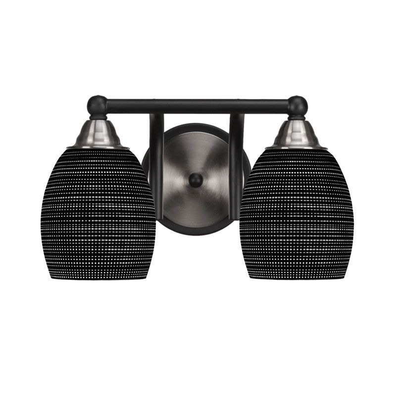 Michell 2-Light Bath Bar, Matte Black/Brushed Nickel, White