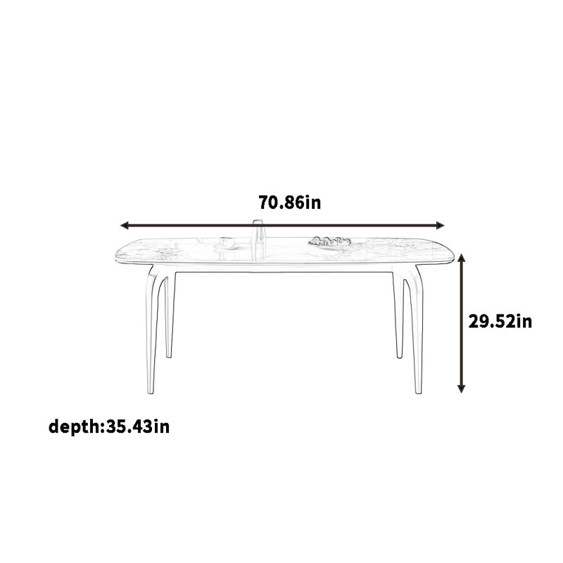 Table de salle à manger moderne, panneau de pierre épais, H 29,52 po x L 70,86 po x l 35,43 po