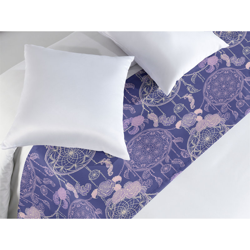 Chemin de lit Ambesonne Boho Floral Dreamcatchers Lavender, Très grand lit