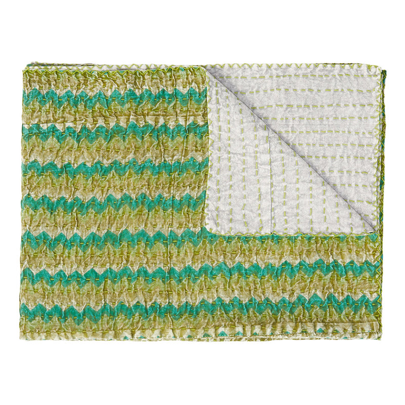 Kantha Quilted Throw Blanket