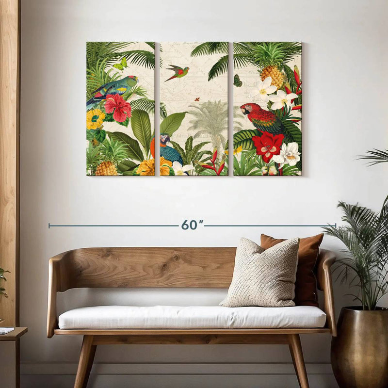 Perroquet paradis I, H 28 po x l 45 po