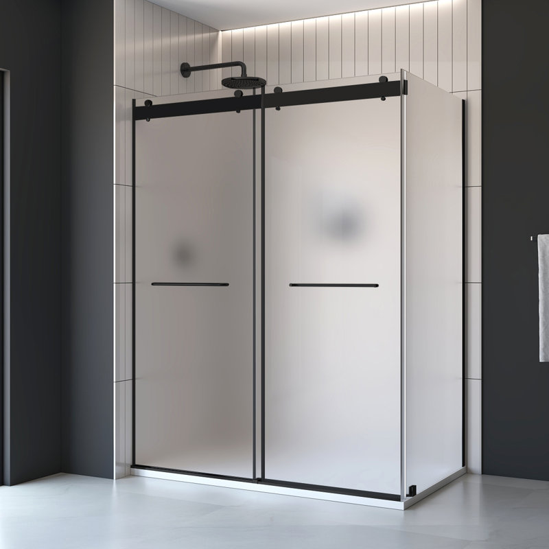Ensemble de porte de douche rectangulaire sans cadre l 48 po x P 36 po x H 76 po Molly avec finition en verre givré Molly