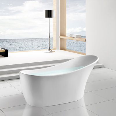 54" x 28" Freestanding Soaking Fiberglass Bathtub