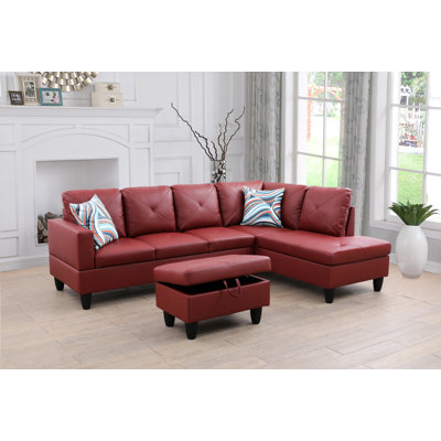 Faux Leather L-Shaped Sectional Left Hand Facing