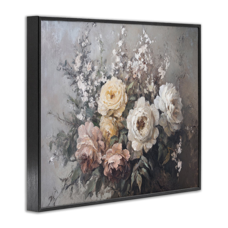 Roses et pivoines sur fond gris blanc Stupell Industries, estampe numérique par Petal Prints Design, H 11 po x l 14 po