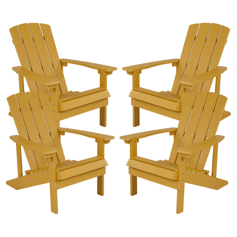 Balasi Outdoor All-Weather Poly Resin Wood Adirondack Chairs, Yellow