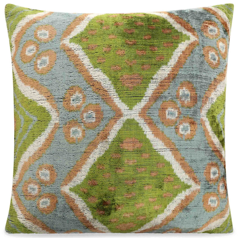 Geometric and Ikat Feather Throw Pillow