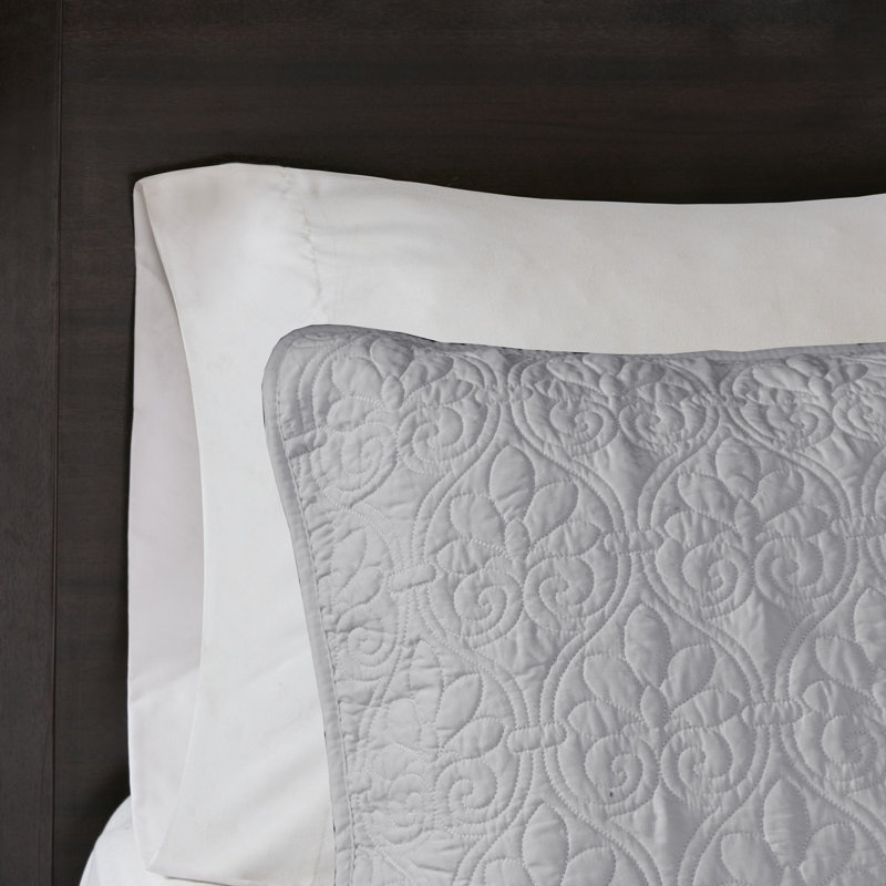 Gray Twin Reversible Microfiber Coverlet Set