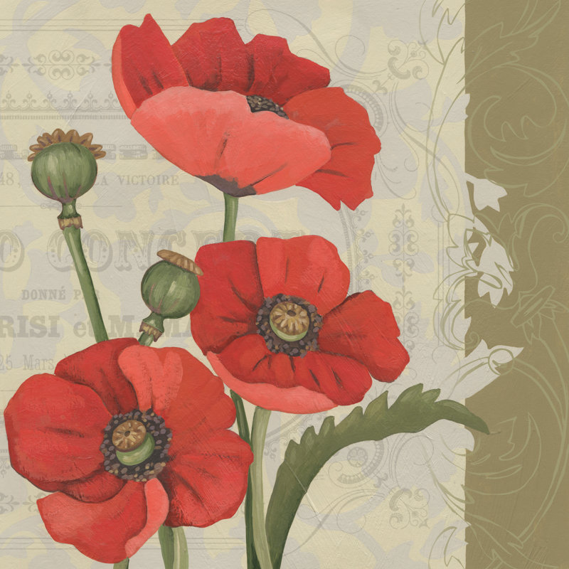 Paris Poppy II by Chariklia Zarris - Wrapped Canvas Painting, 91cm H x 91cm W