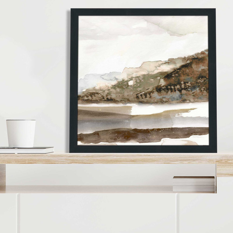 «Mountain Time» par Carol Robinson - Peinture, L 25,5 po x H 25,5 po, Cadre noir