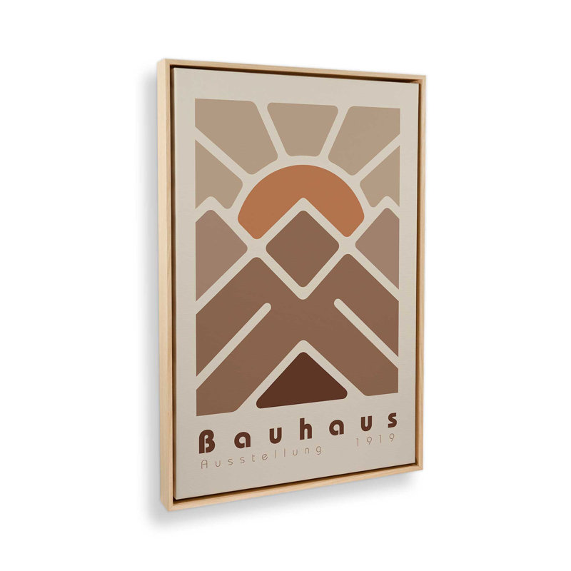 Bauhaus Sunset Geometry Canvas Print, 12.75" H x 8.75" W x 1.75" D, American Maple Floater Framed
