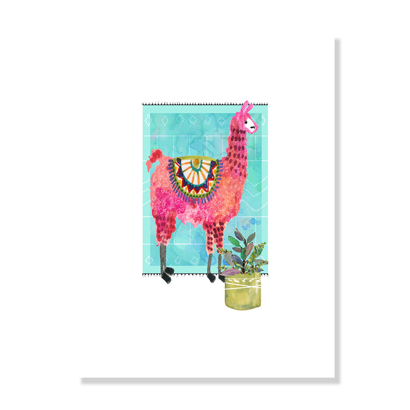 Impression sur papier roulé «Lovely Llama III», H 16 po x l 12 po x P 1 po
