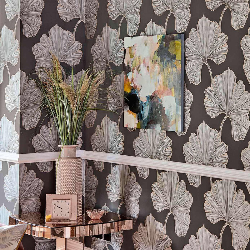 Azurea Wallpaper, Ebony/Rose Gold