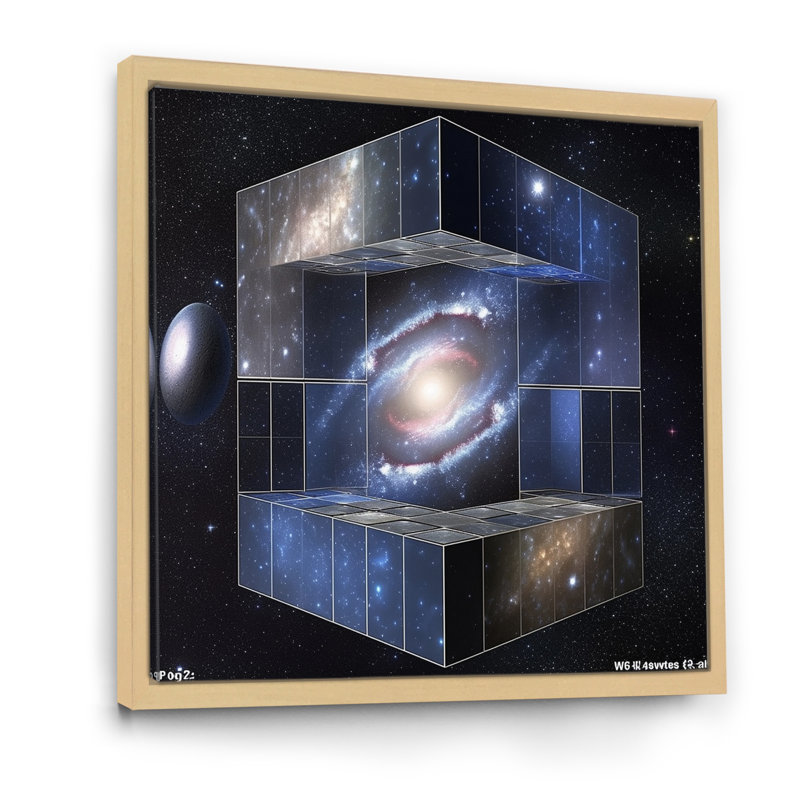 «Block Universe Theory Space Galaxy», reproduction sur toile, Cadre naturel flottant, H 24 po x l 24 po x P 1 po