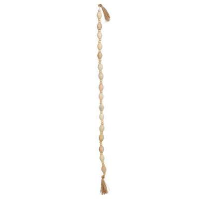 Mango Wood Bead Garland with Jute Tassels
