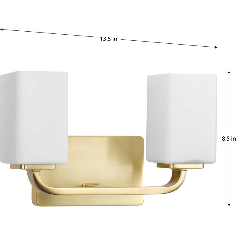 2 - Light Dimmable Vanity Light, Satin Brass