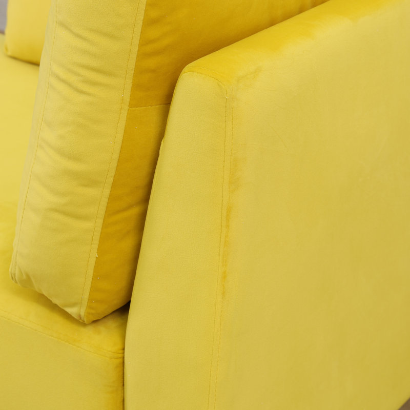 Canapé de salon jaune en tissu moelleux et respirant