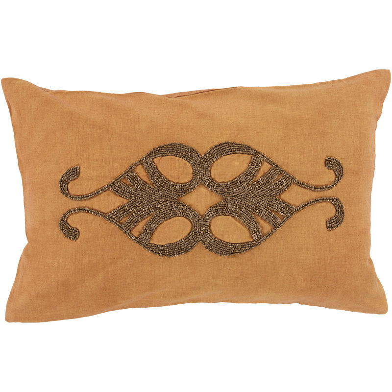  Beaded Lumbar Pillow, Eggplant, Polyester