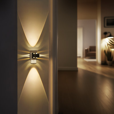Set Of 2 Plug In Night Lights, 2700K, Short Lens, Sliding Dimmer, Rotatable Plug
