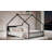 Full Size House Bed With Roof And Colorful Lights, Metal Bed Frame With Slats And Legs, House Bed For Boy, Girls And Young Teens, No Box Spring Needed,Black.