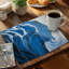 Ensemble de 4 napperons en polyester tressé | Conception abstraite de vagues