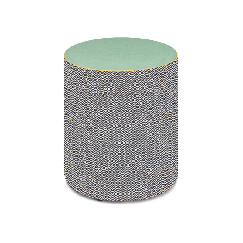 Calybabu Outdoor Pouf, Gray/White Geometric