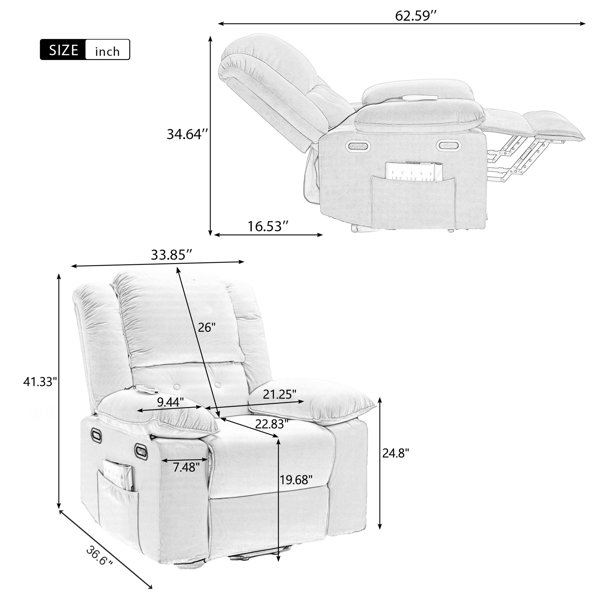 Emmaclaire Upholstered Lift Assist Recliner Latitude Run Body Fabric: Beige 100% Linen